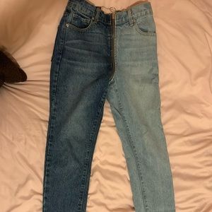 Two denim zip up jeans